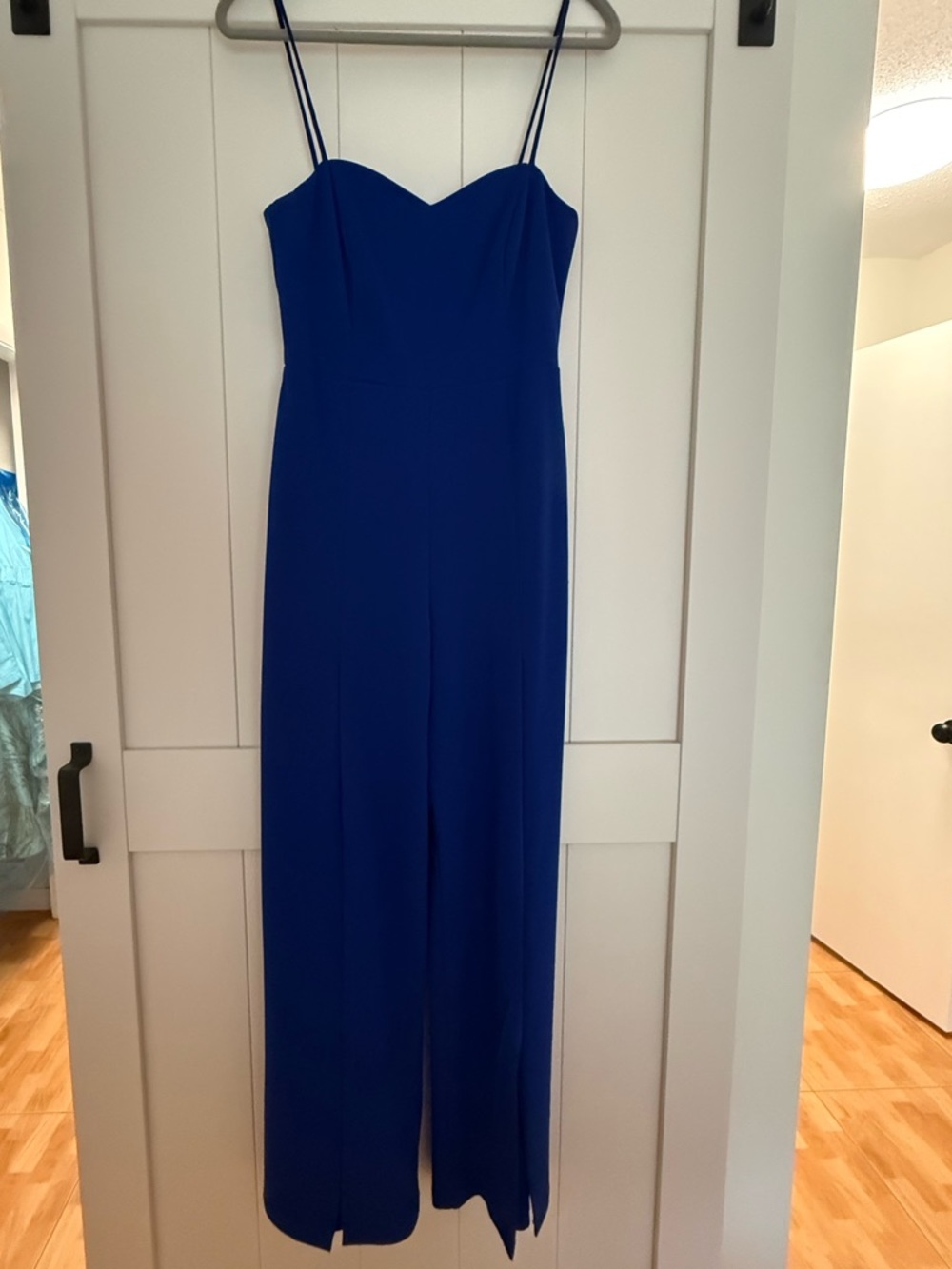 bebe Cobalt Blue Strapless Wide-Leg Jumpsuit
